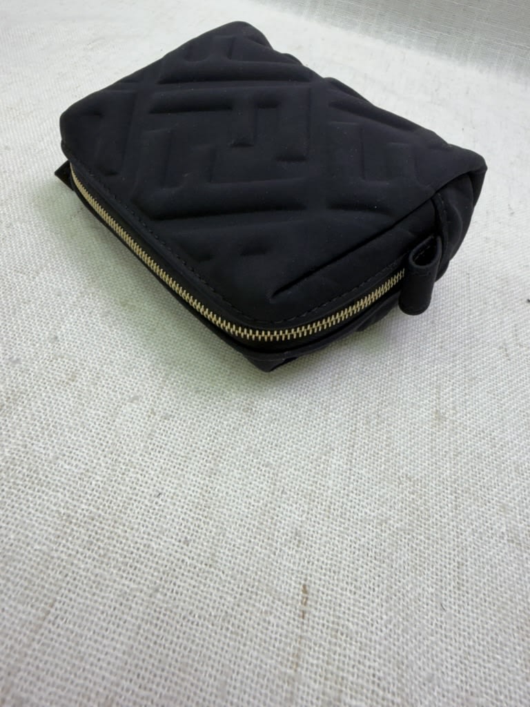 Fendi Black Embossed Zucca Zippy Pouch