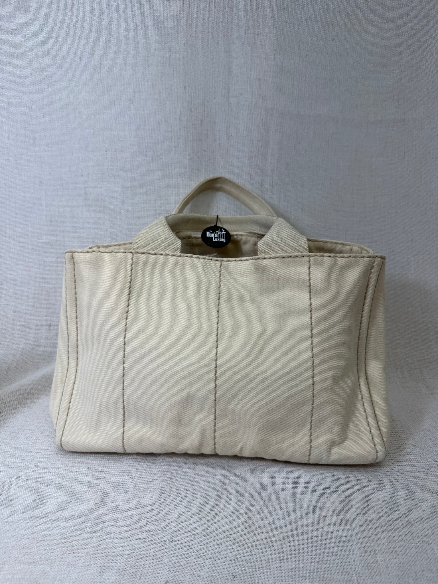 Prada Cream Canvas Medium Canapa Tote 