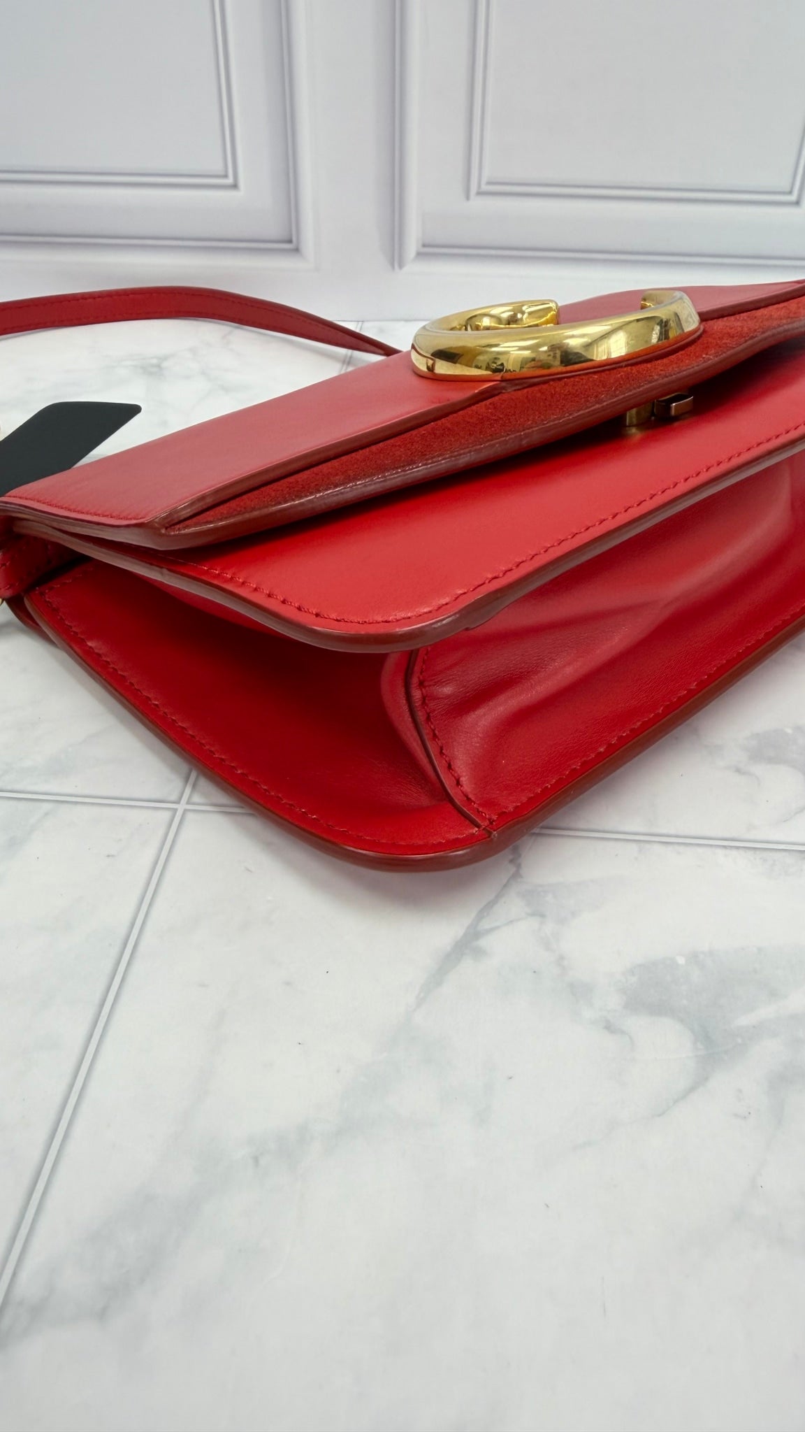 Chloe Red Suede & Leather C Chain Crossbody