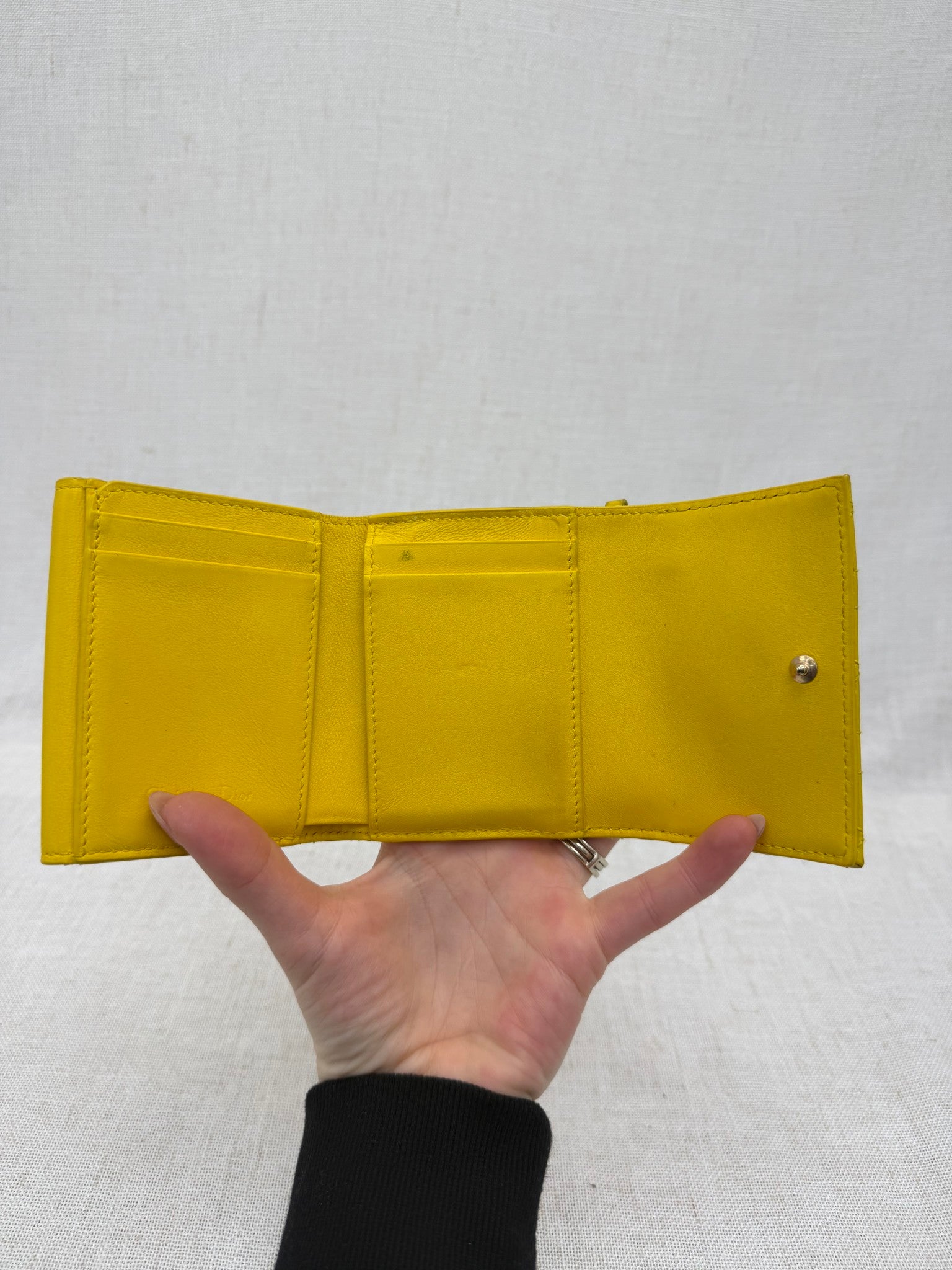 Christian Dior Yellow Cannage Patent Leather Lady Dior Lotus Wallet