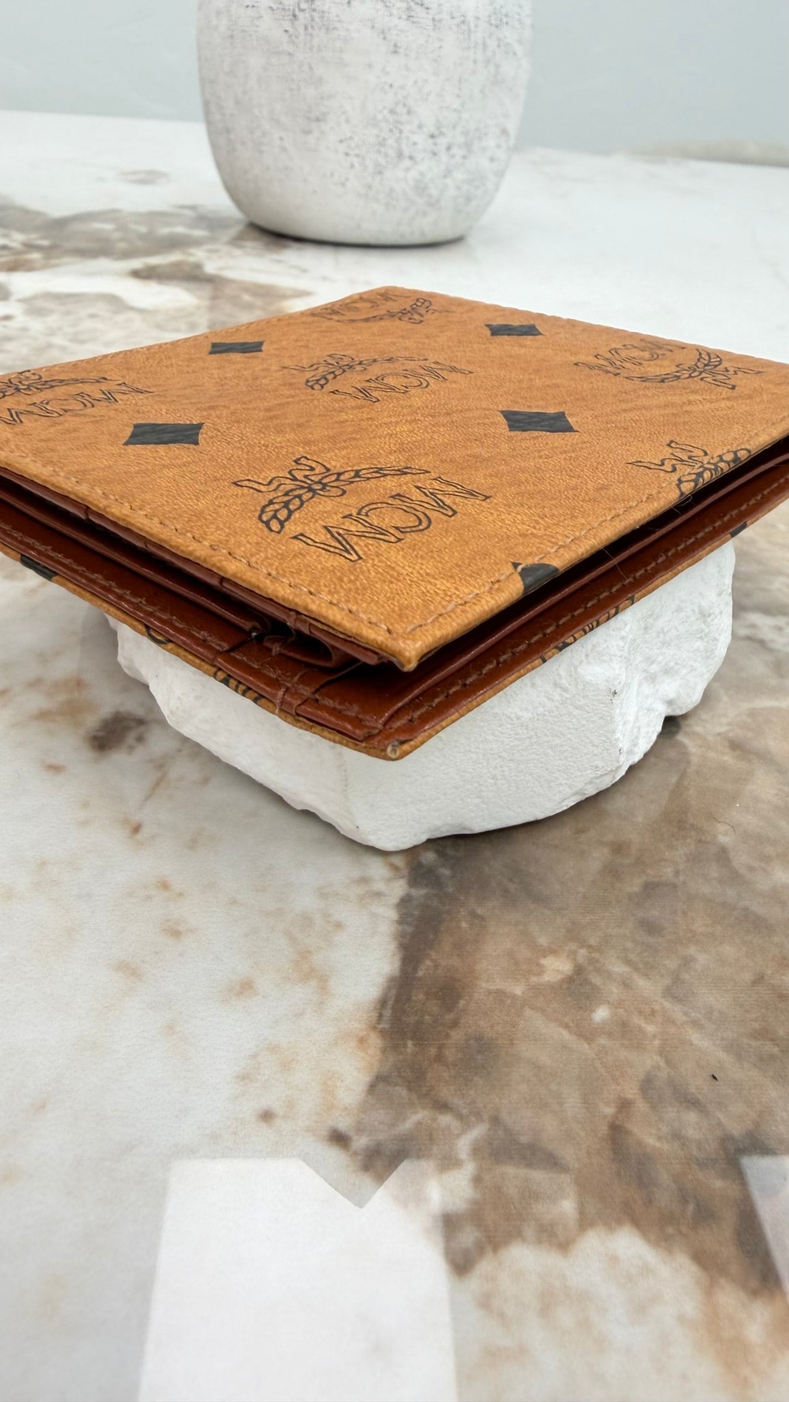 MCM Cognac Visetos Leather Bifold
