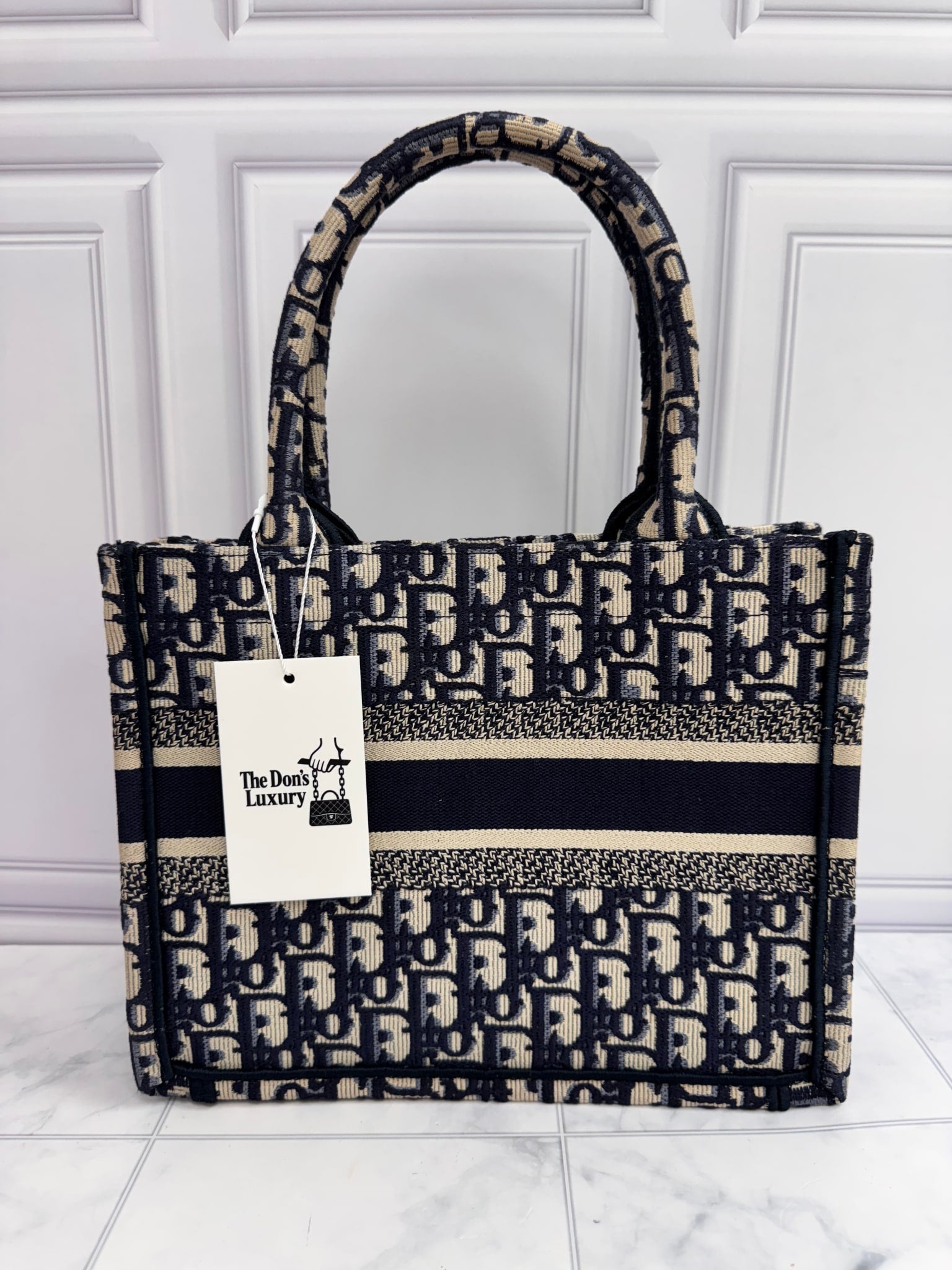 LIKE NEW - Christian Dior Blue Dior Oblique Canvas Small Book Tote Bag
