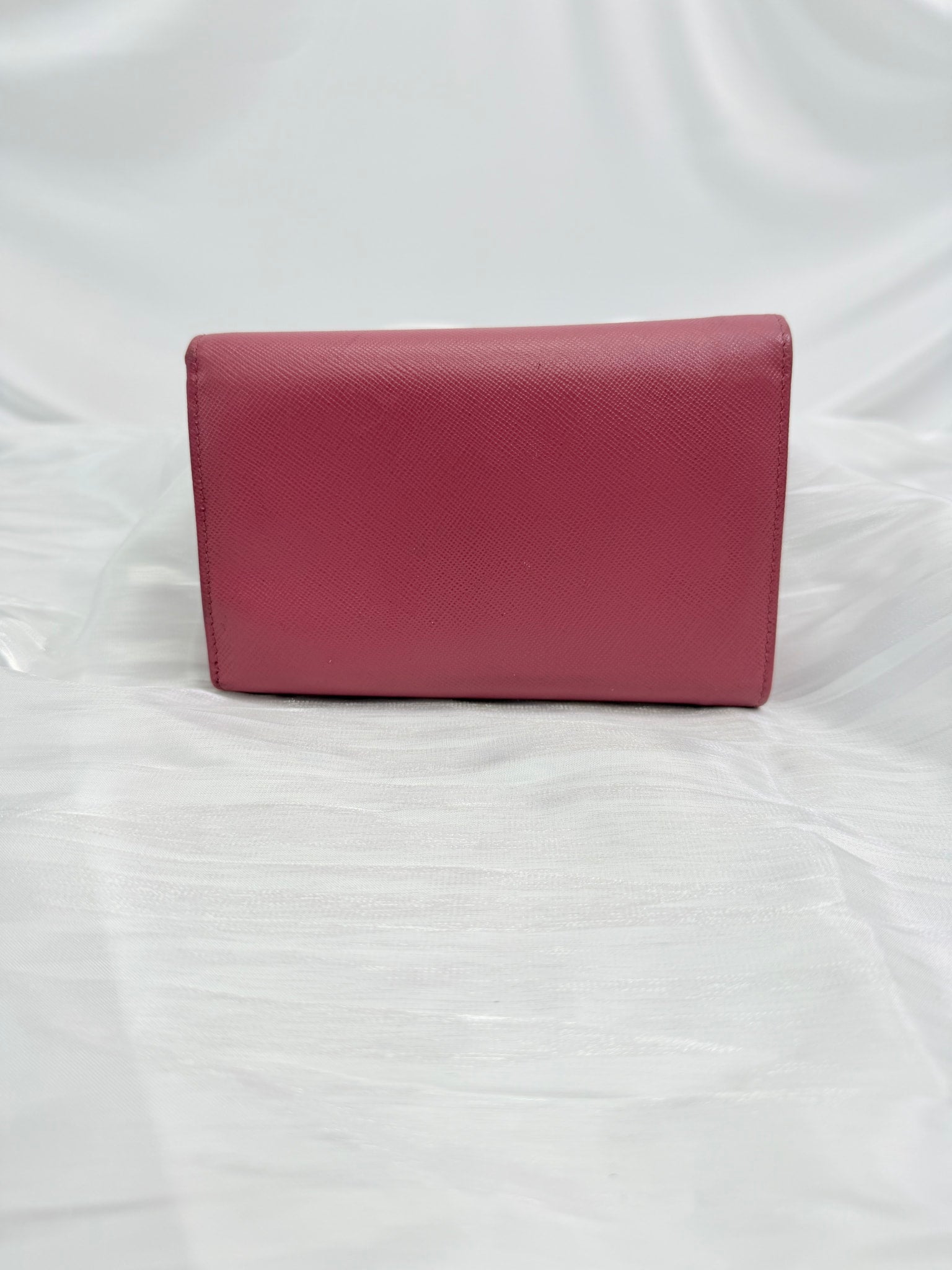 Prada Pink Saffiano Leather Trifold Wallet