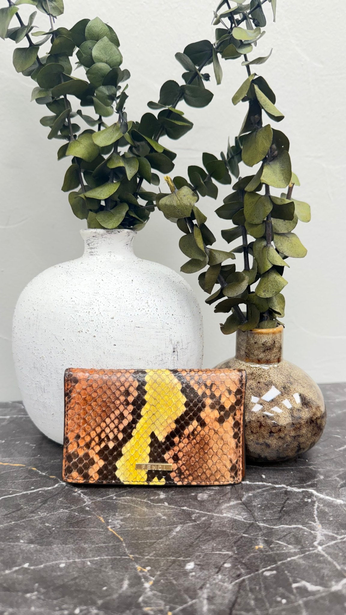 Fendi Brown Python Leather Card Holder