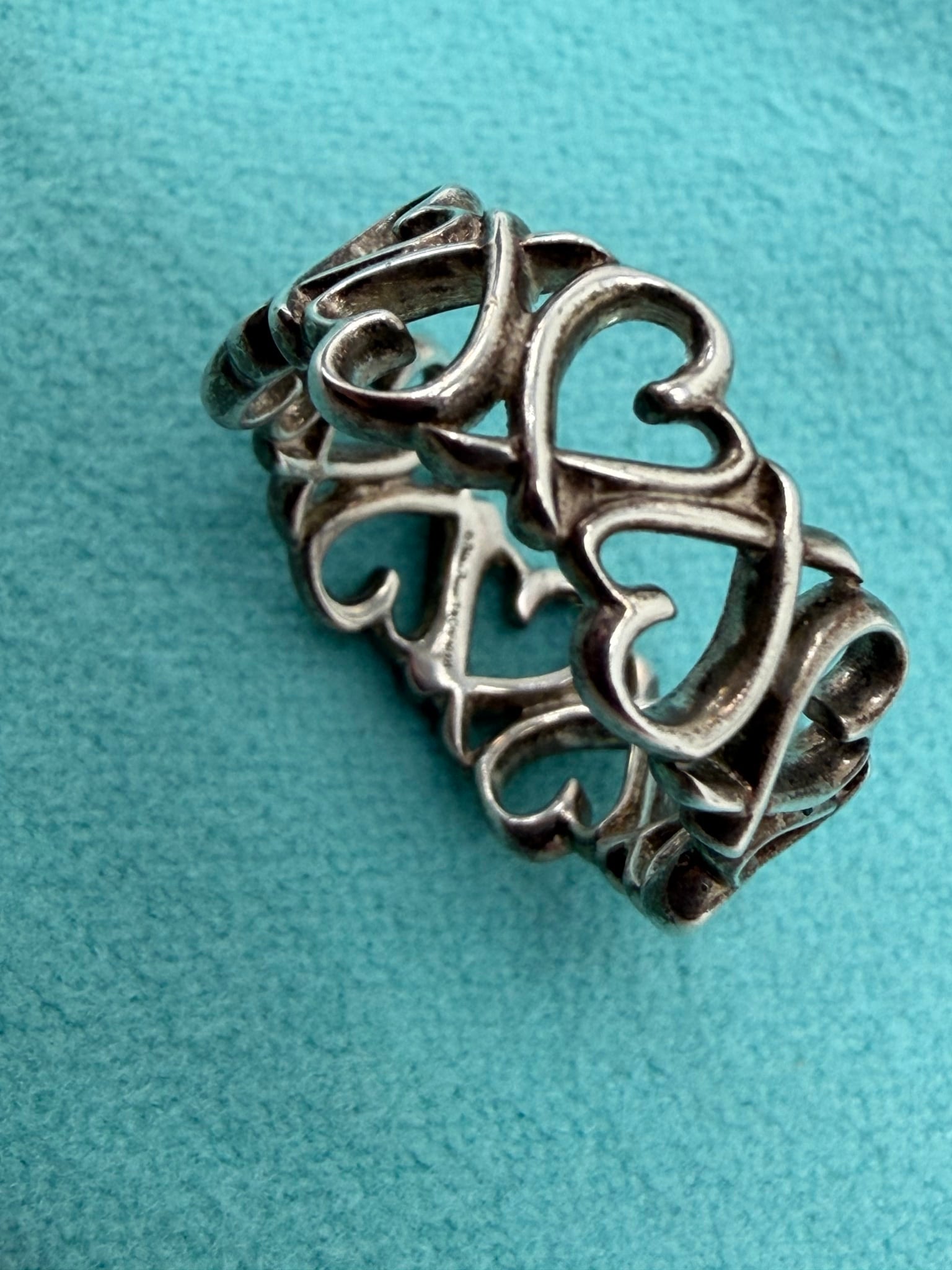 Tiffany& Co. Paloma Picasso Sterling Silver Loving Heart Ring Size 4.5 