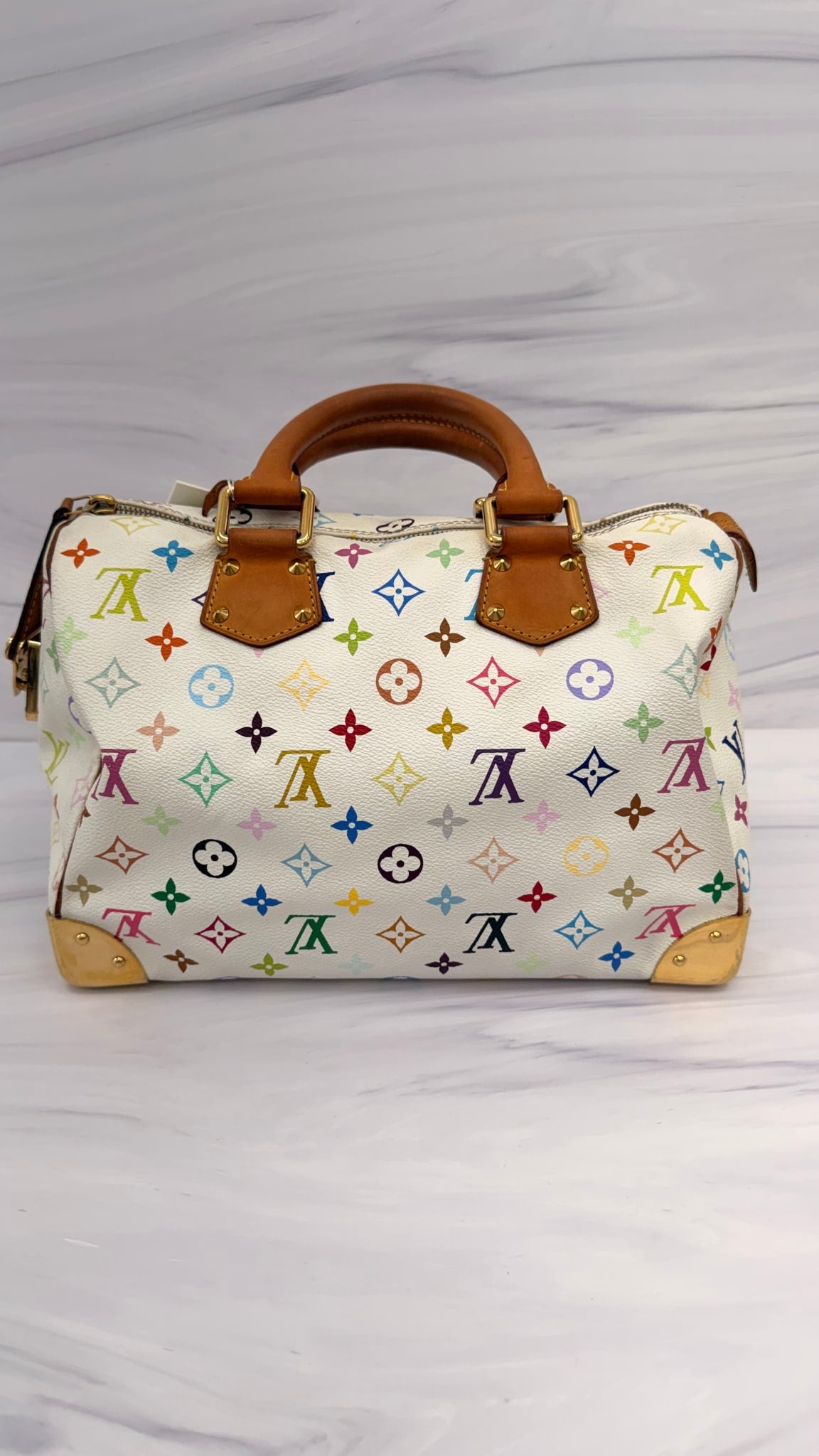Louis Vuitton White Multicolor Monogram Speedy 30