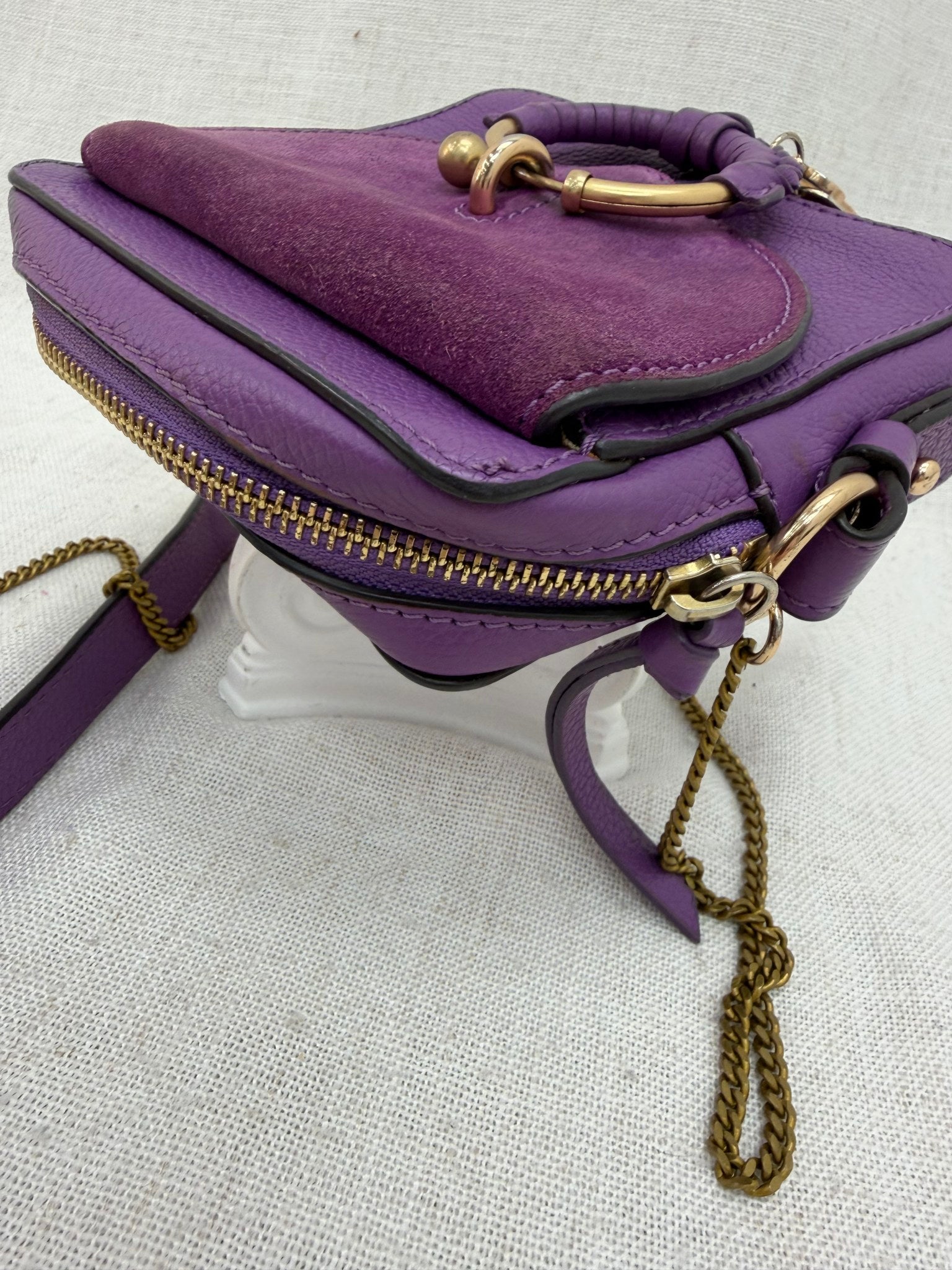  See by Chloe Purple Suede & Leather Joan Mini Camera Bag