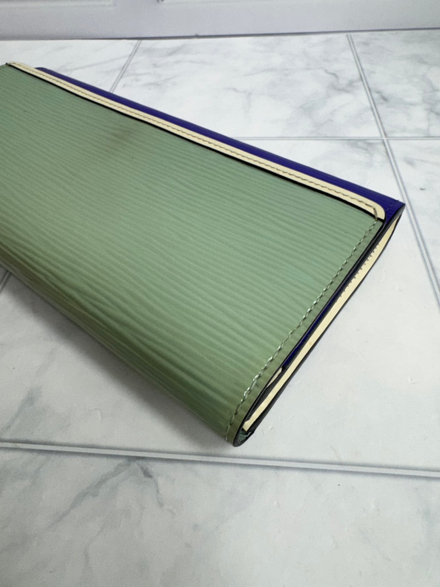 Louis Vuitton Mint Green And Indigo Epi Long Wallet