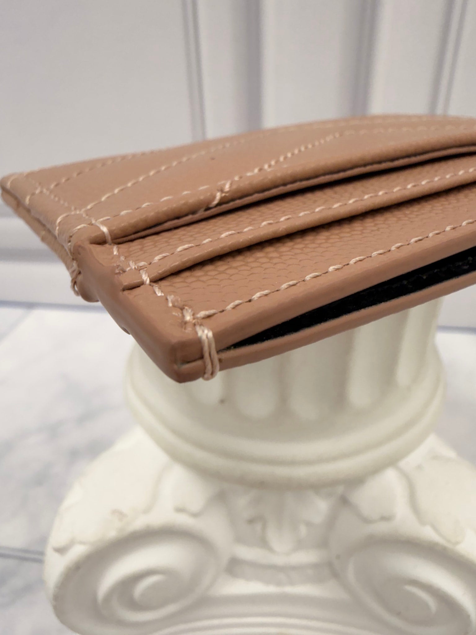 LIKE NEW - Saint Laurent YSL Nude Grain De Poudre Leather Cassandre Matelasse Card Case 