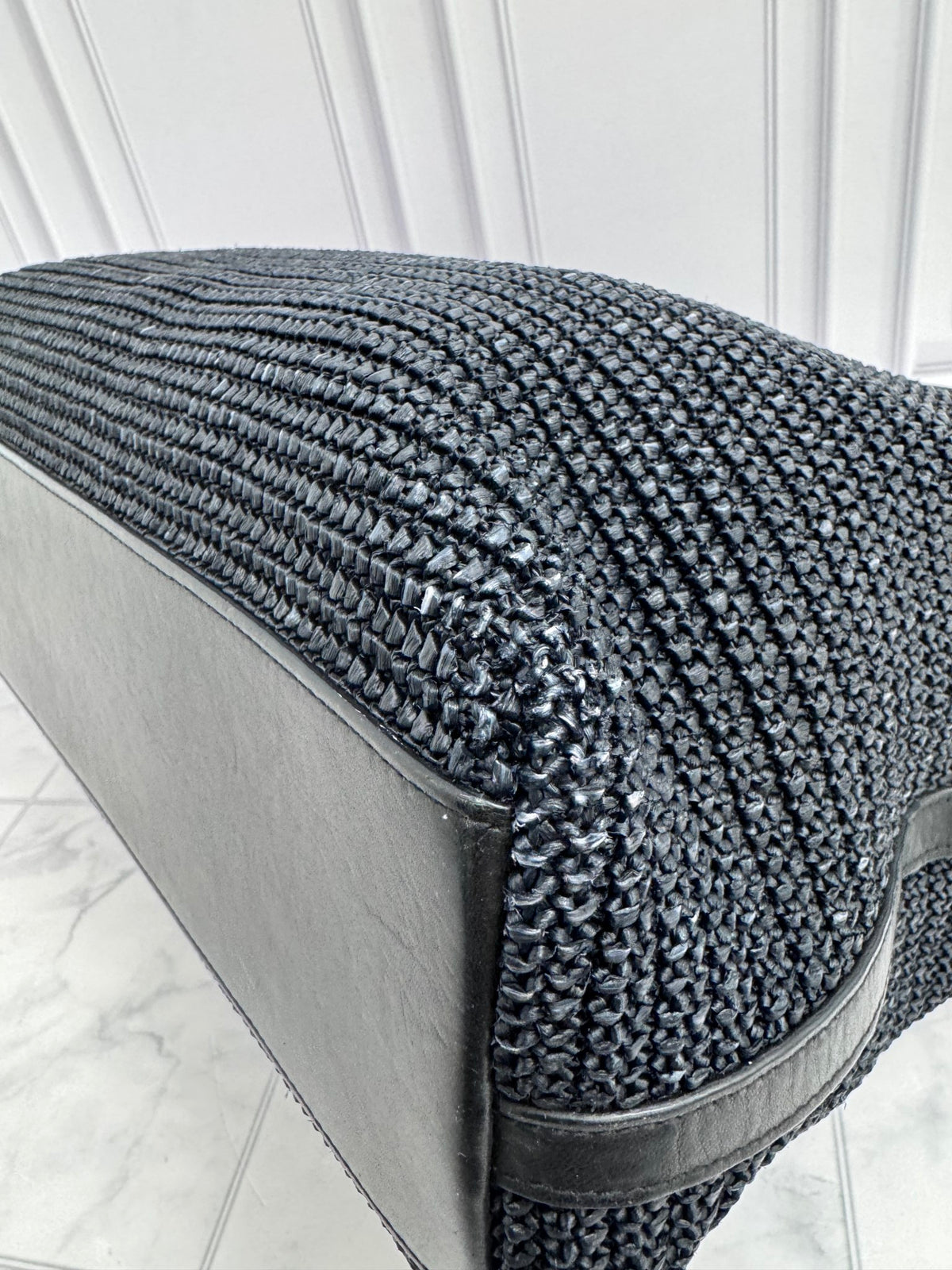 Saint Laurent YSL Black Raffia Tote Bag