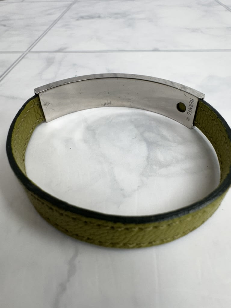 Hermes Silver And Green Pousse-Pousse Bracelet
