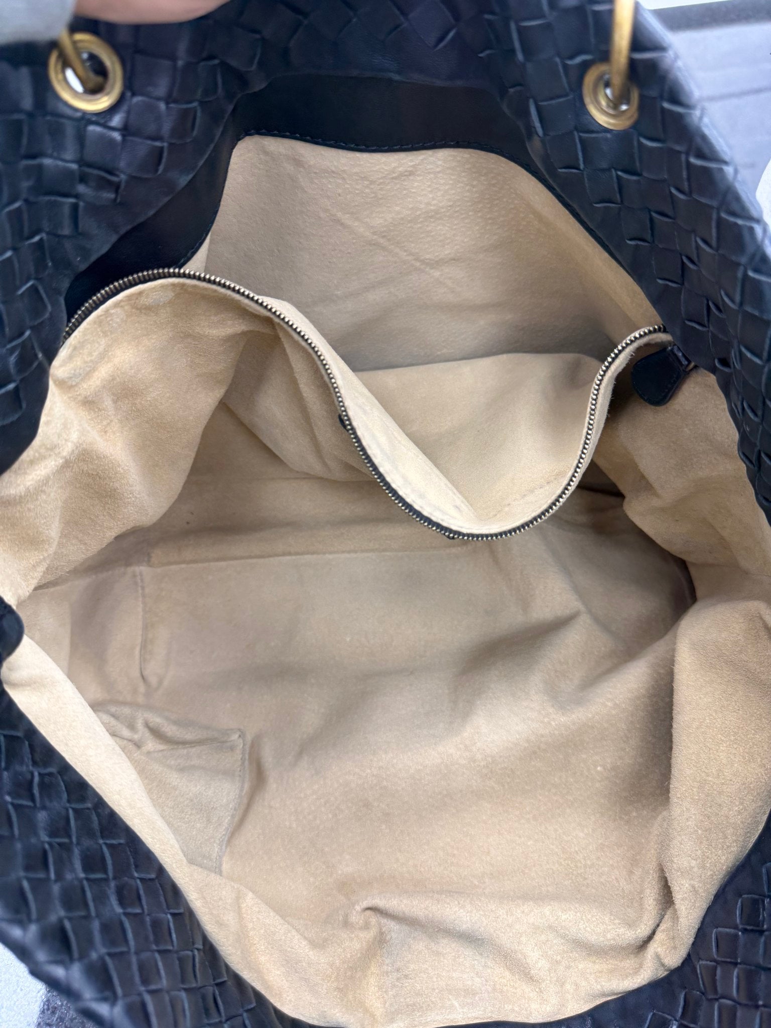 Bottega Veneta Black Intrecciato Leather Capri Tote Bag