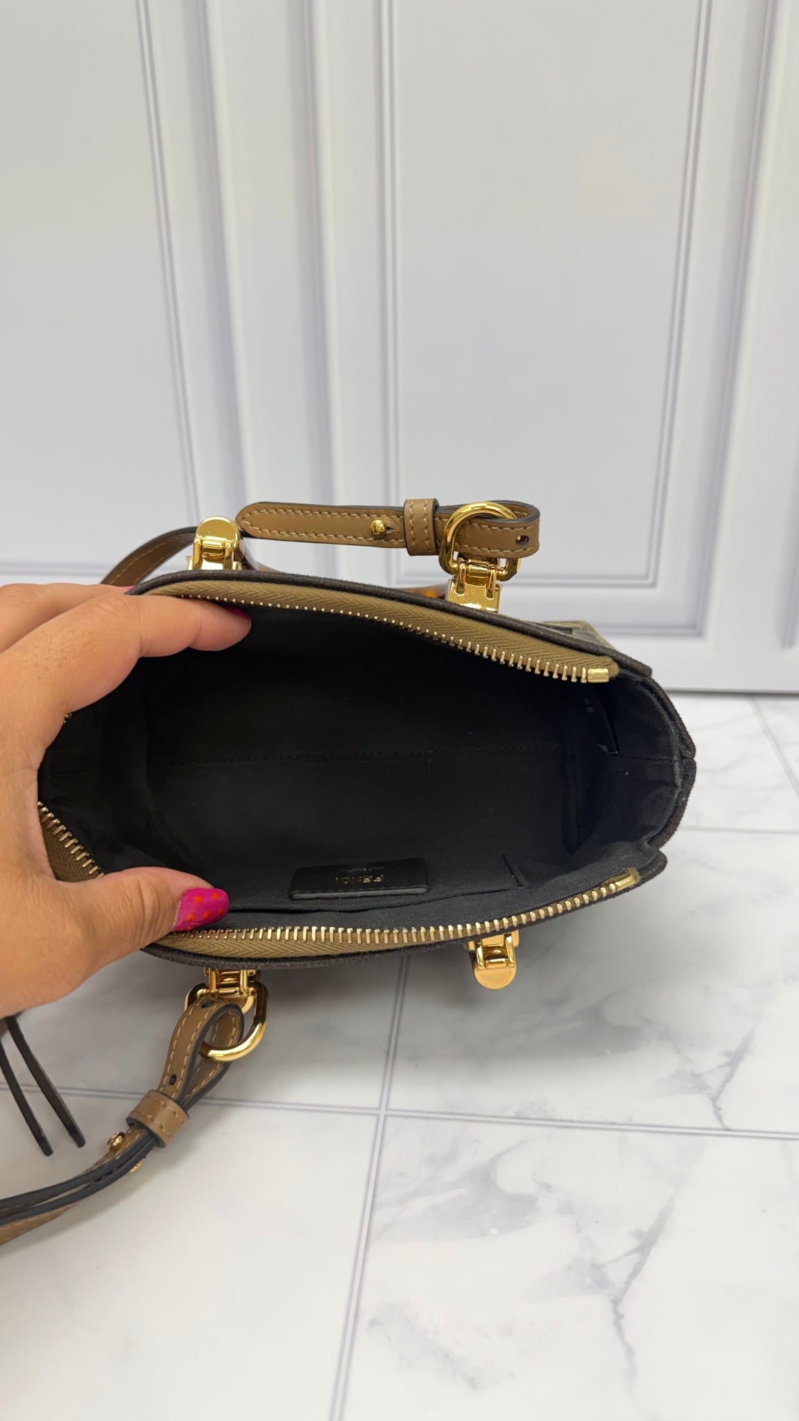 Fendi Brown Zucca Canvas Mini 2Way Bag 