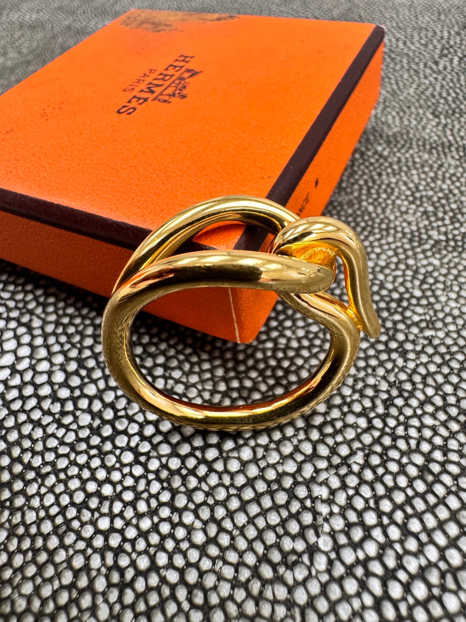Hermes Gold Jumbo Scarf Ring 