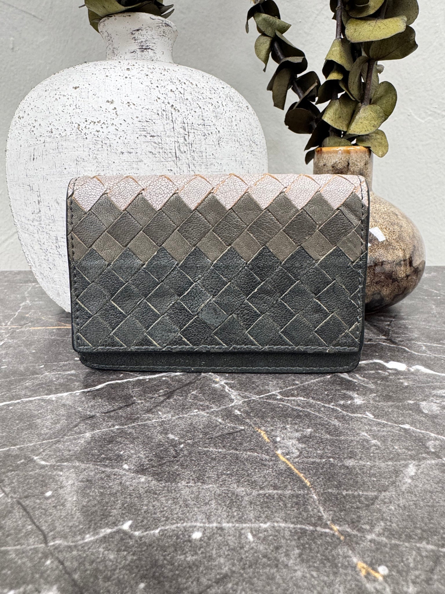 Bottega Veneta Tricolor Intrecciato Leather Card Case