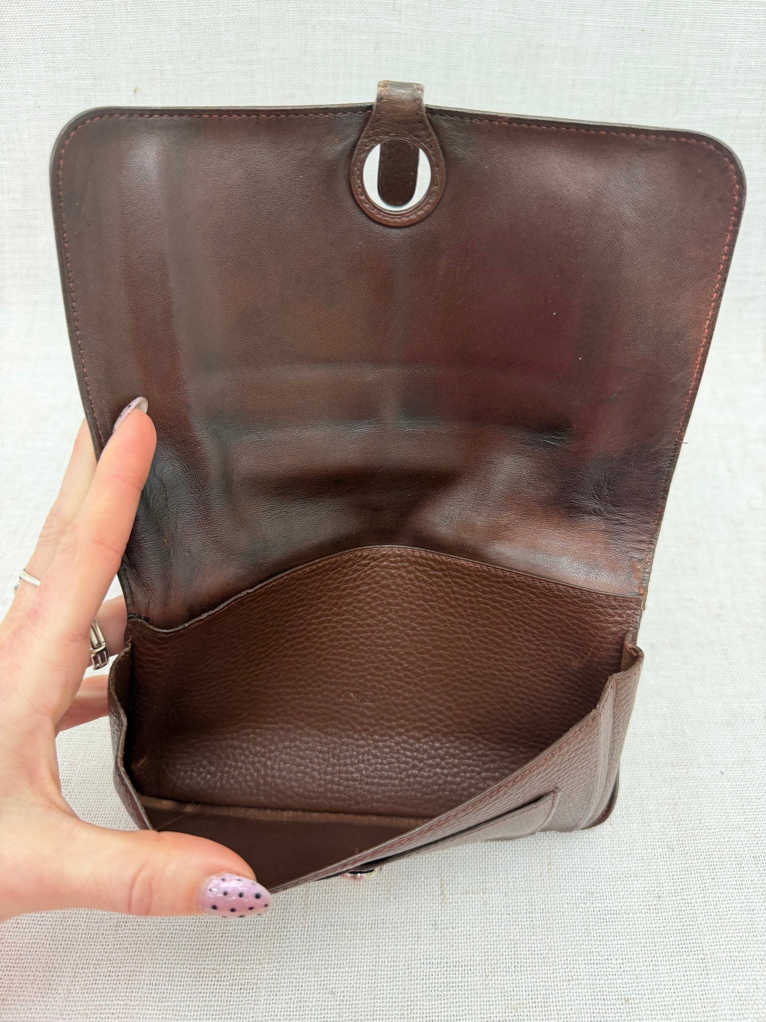 Hermes Brown Clemence Leather Dogon Duo Wallet