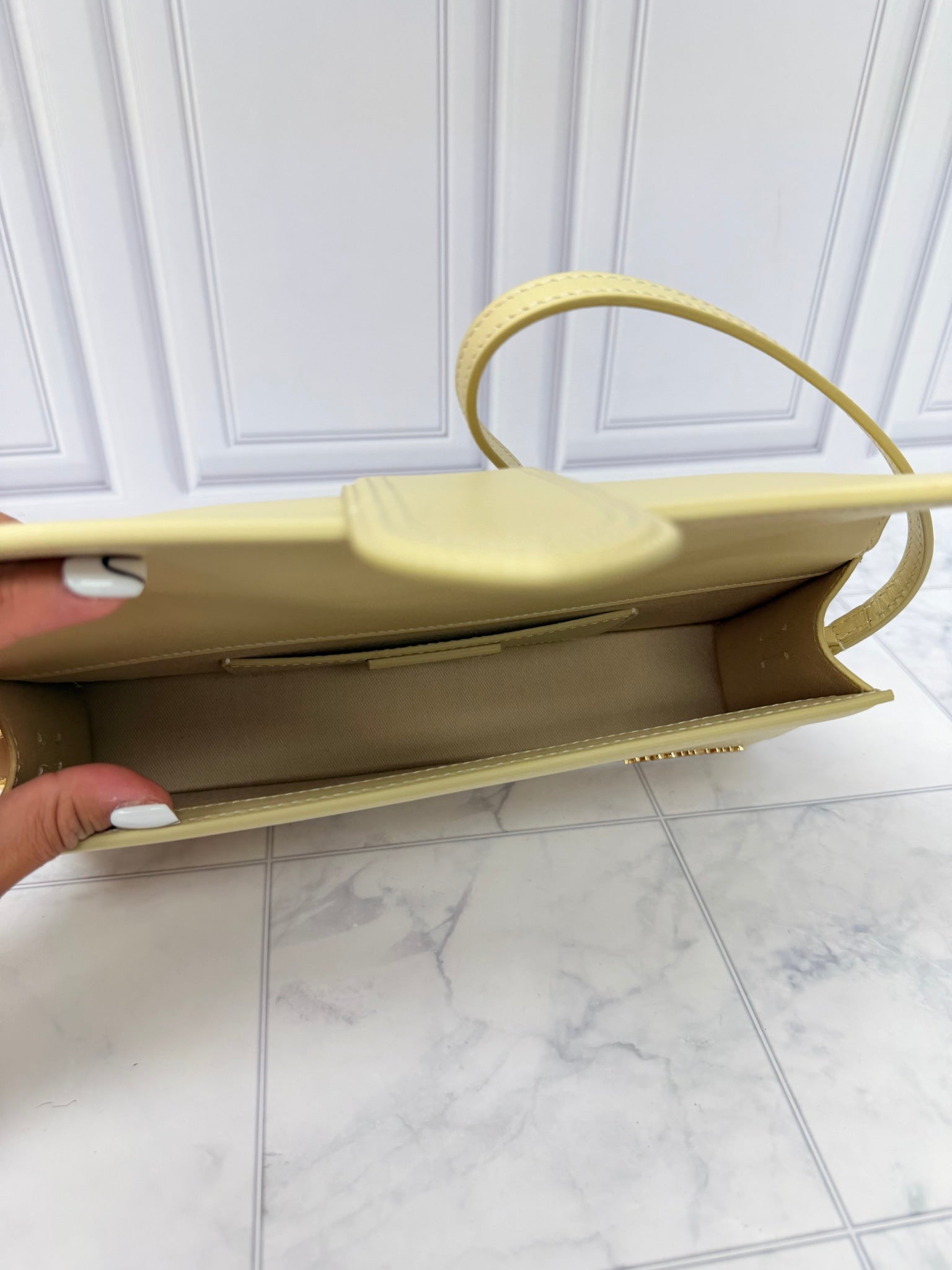 BRAND NEW - Jacquemus Ivory Leather Le Bambino Long Shoulder Bag