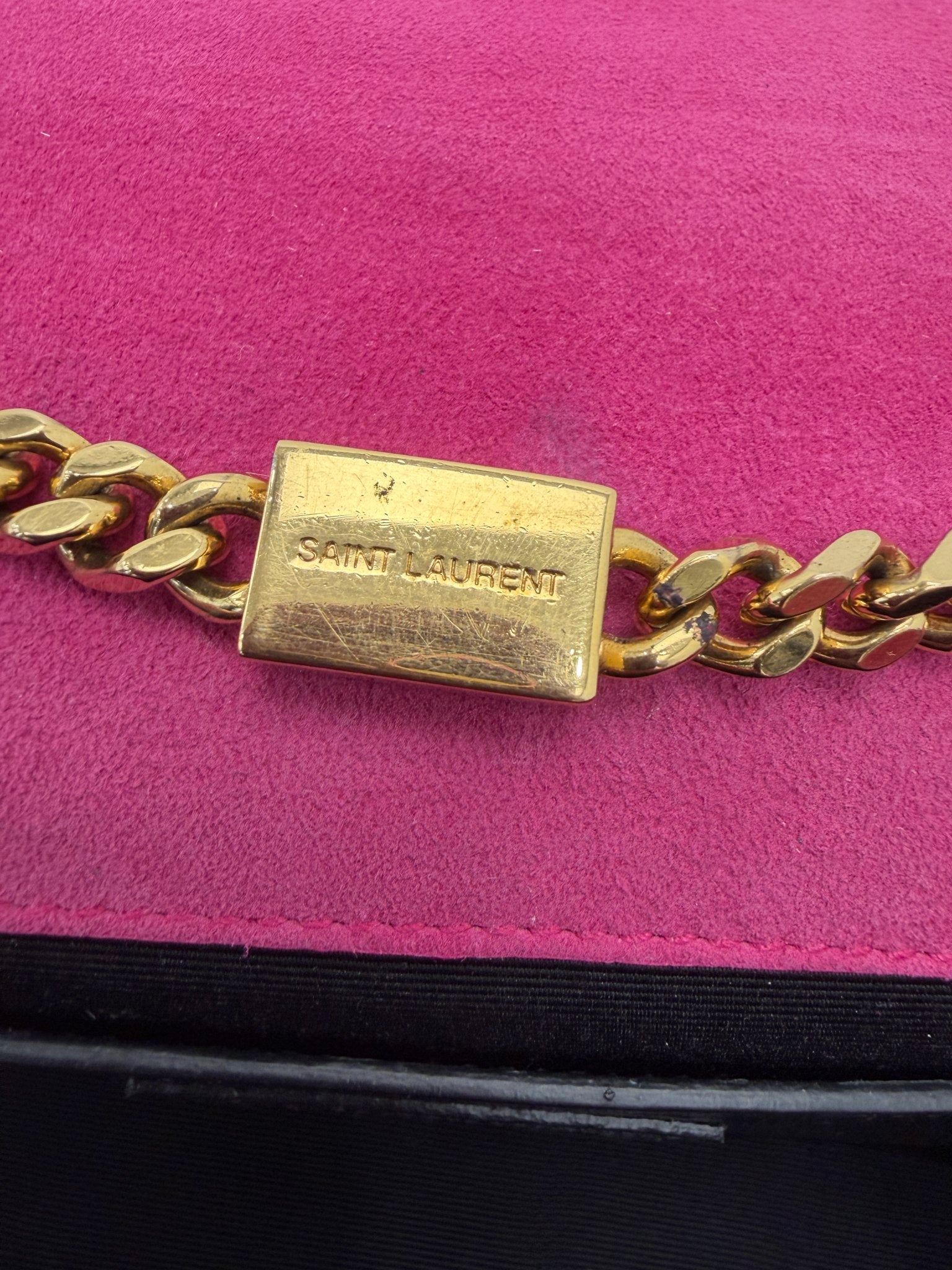 Saint Laurent YSL Fuchsia Suede Medium Kate Tassel Shoulder Bag