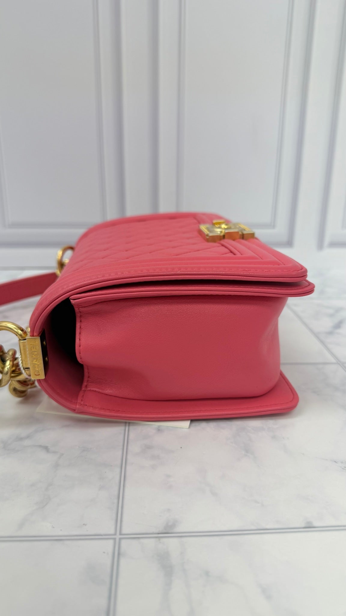Chanel Hot Pink Lambskin leather Medium Boy Bag Series 23 Shoulder Bag 