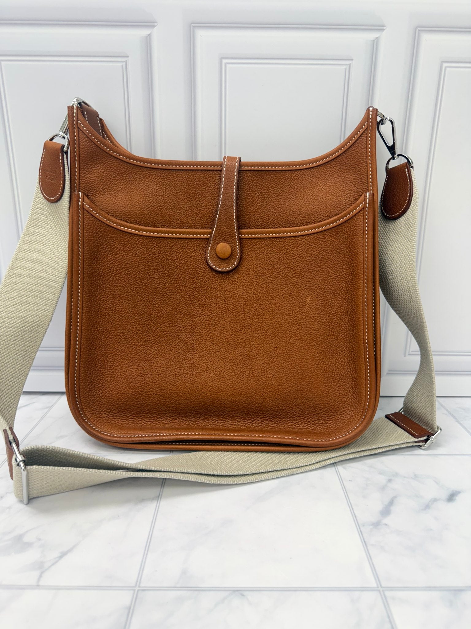 Hermes Gold Barenia Faubourg Leather Evelyne 29 Bag 