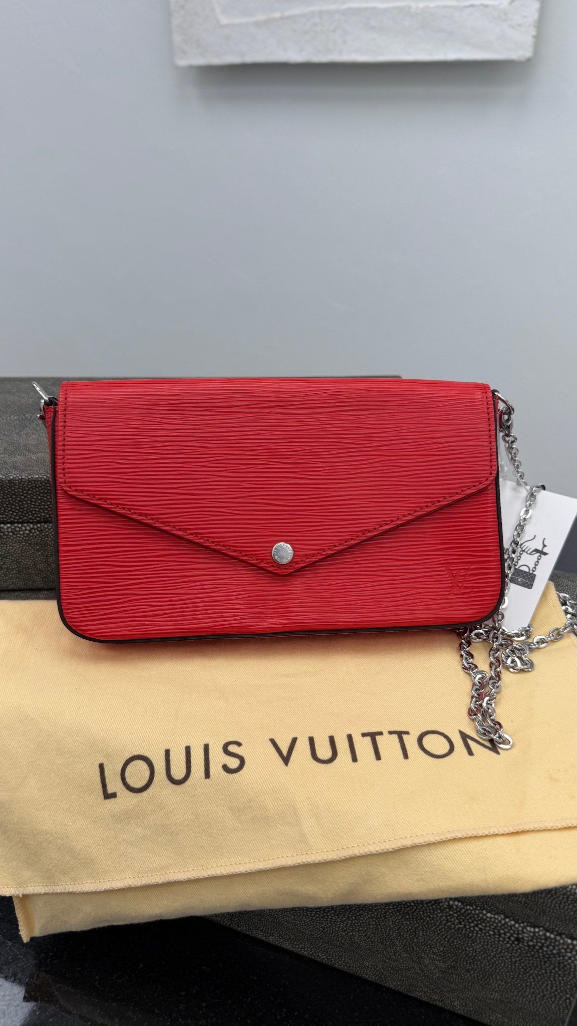 Louis Vuitton Red Epi Leather Pochette Felicie Crossbody Bag 