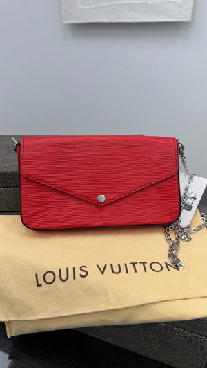Louis Vuitton Red Epi Leather Pochette Felicie Crossbody Bag