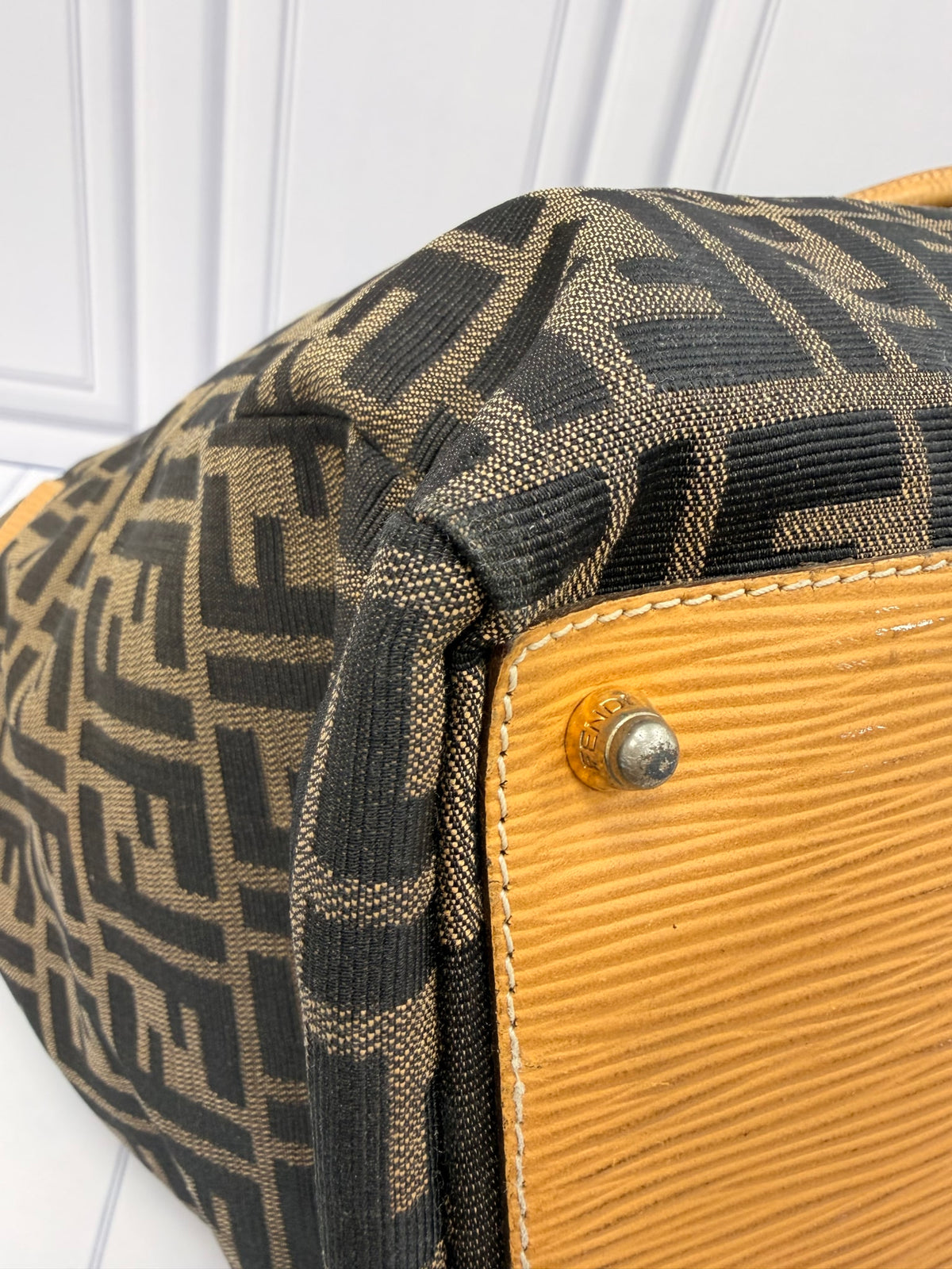 Fendi Monogram Zucca Canvas Travel Duffle Bag 