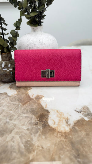 Fendi Pink Leather Selleria Peekaboo Long Wallet