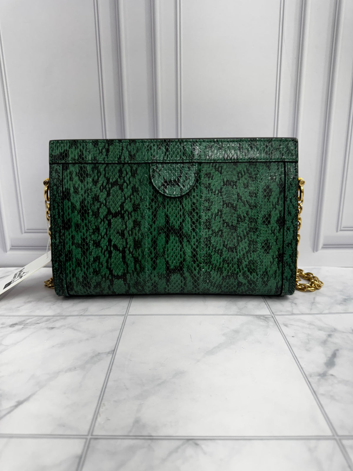 Gucci Green Snakeskin Ophidia Small Chain Shoulder Bag