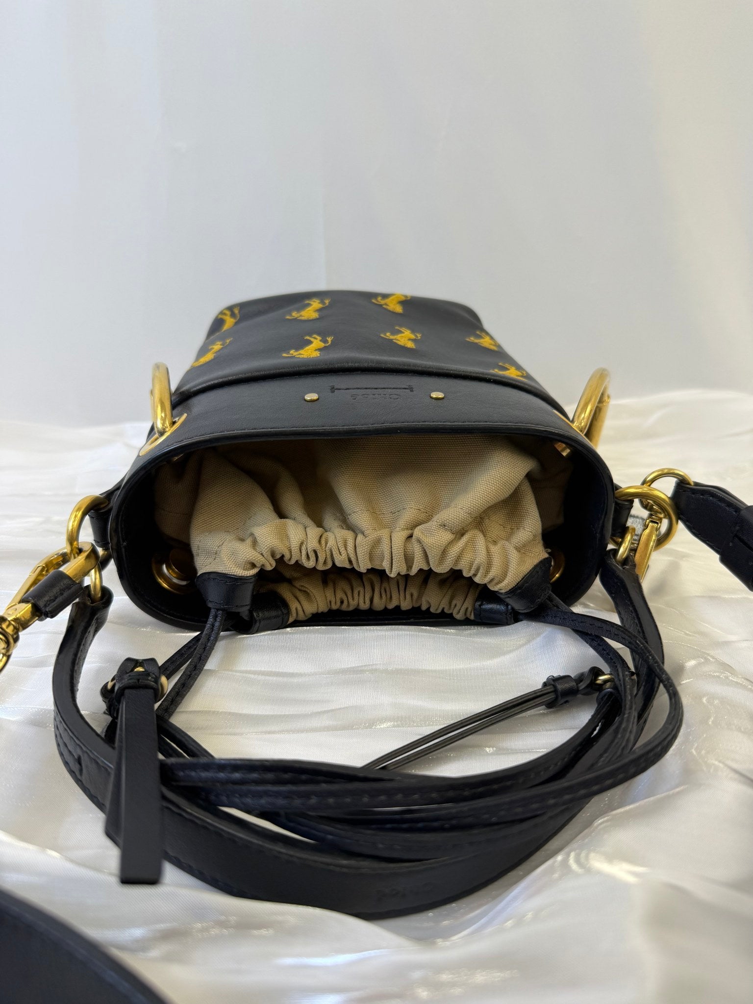 Chloe Navy Leather Mini Roy Bucket Bag