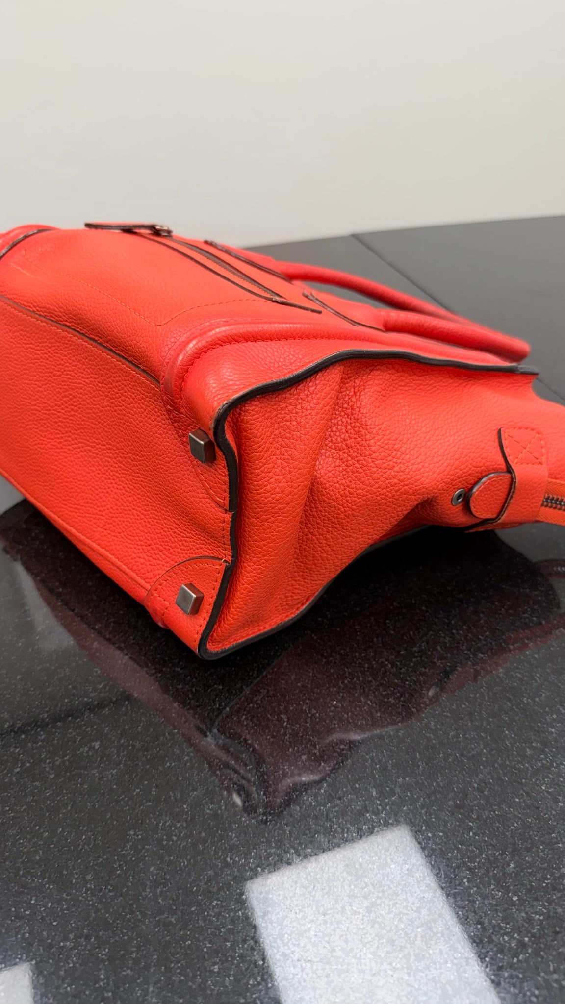 Celine Red Leather Micro Luggage Bag