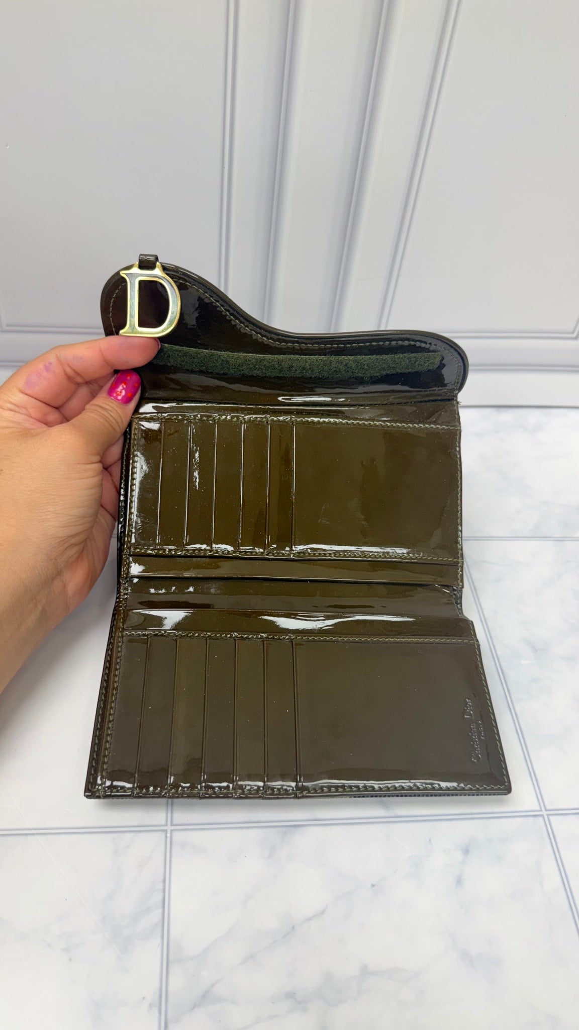 Christian Dior Green Canvas Camouflage Saddle Wallet 