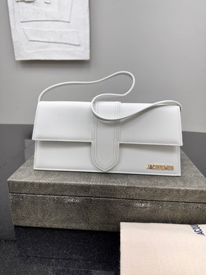 BRAND NEW - Jacquemus White Leather Le Bambino Long Shoulder Bag