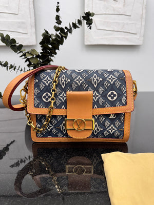 Louis Vuitton Blue Jacquard Since 1854 Canvas Dauphine MM