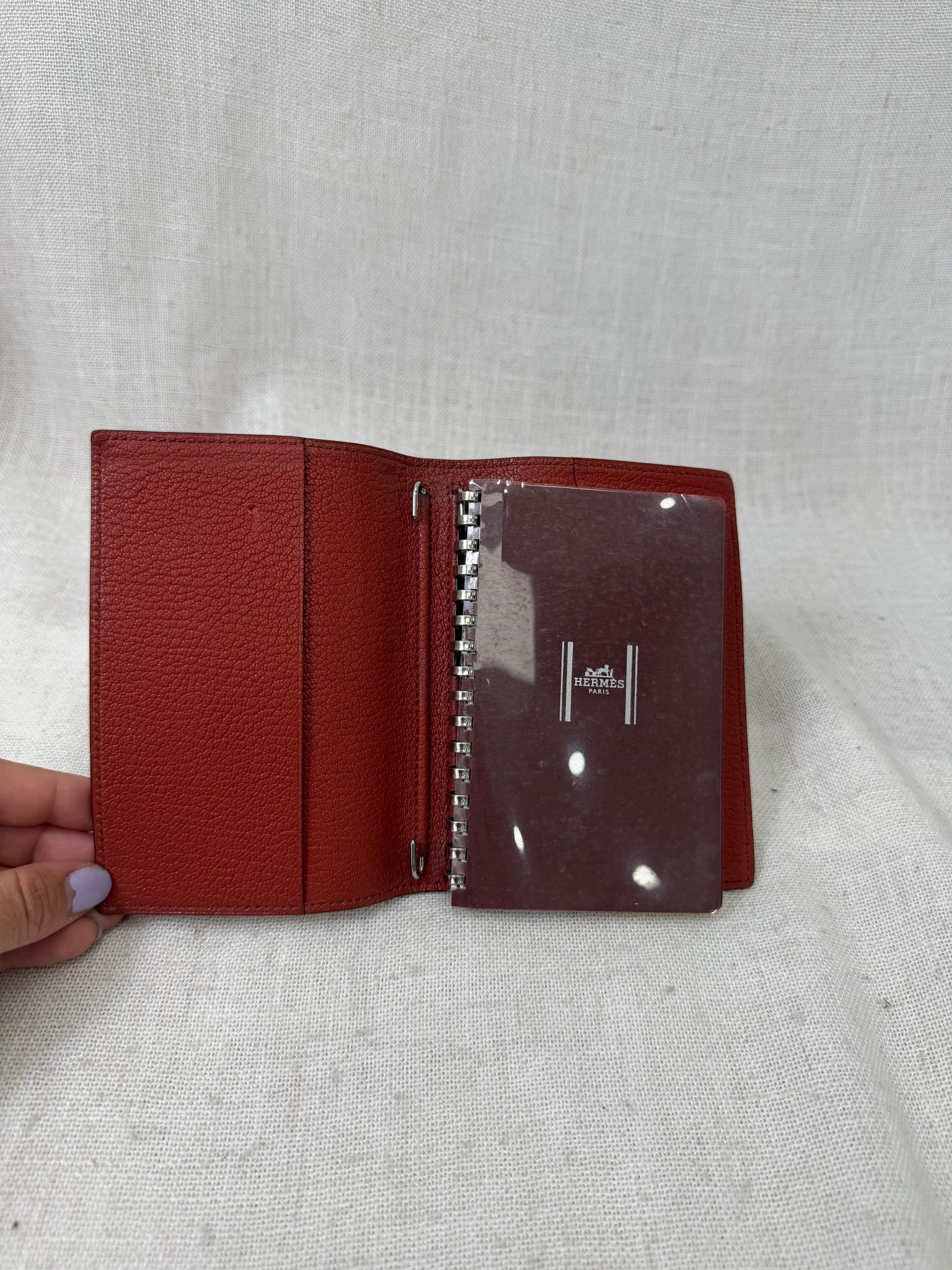 Hermes Brick Red Leather Notebook Cover 