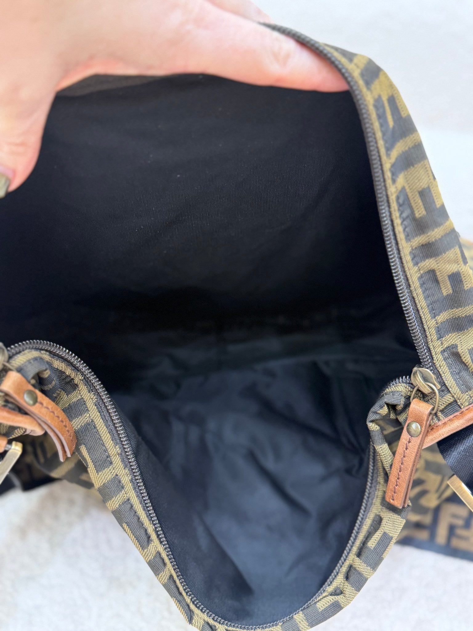 Fendi Brown Canvas  Zucca Print Messenger Bag