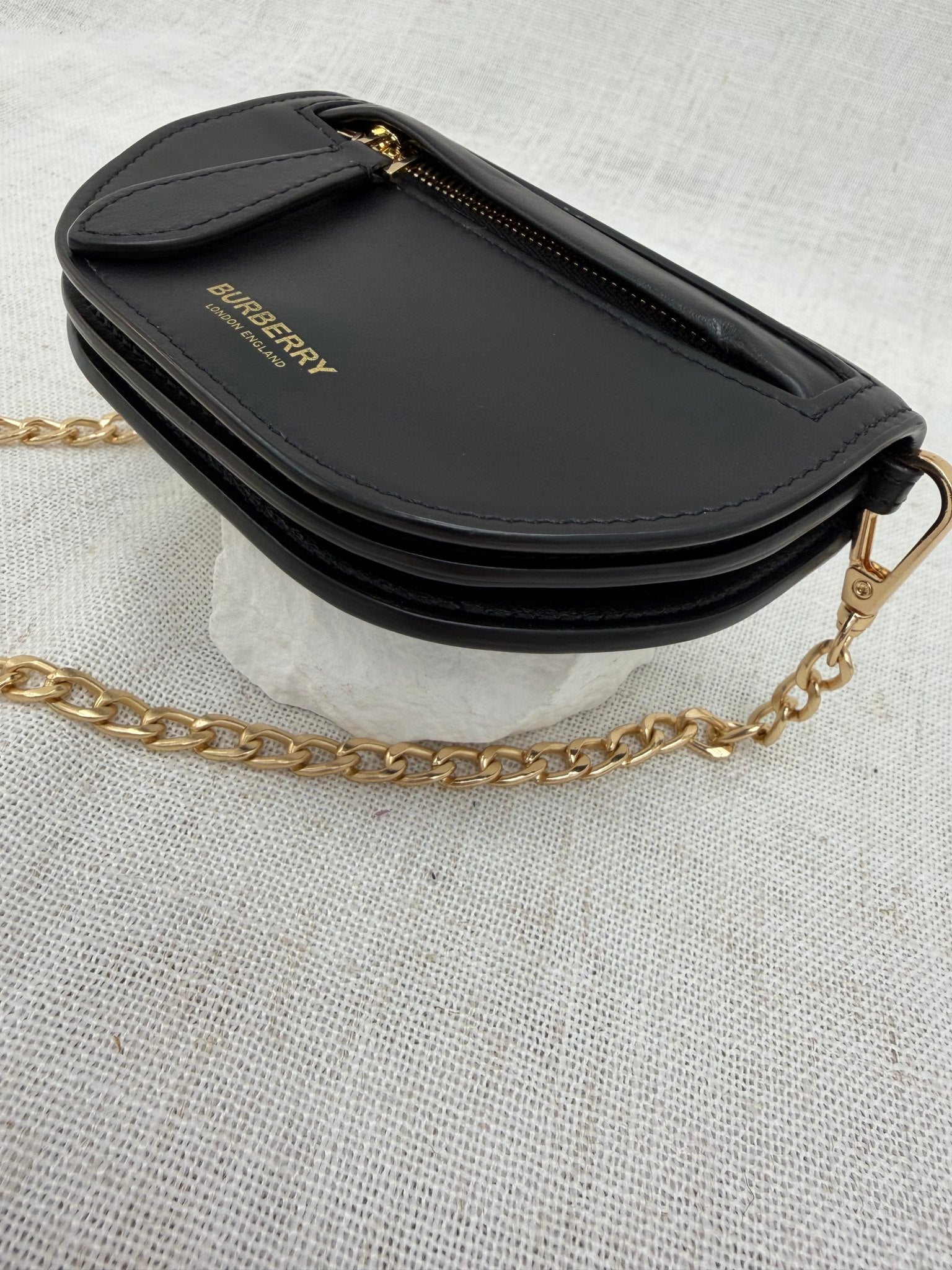Burberry Black Leather Card on a Chain
