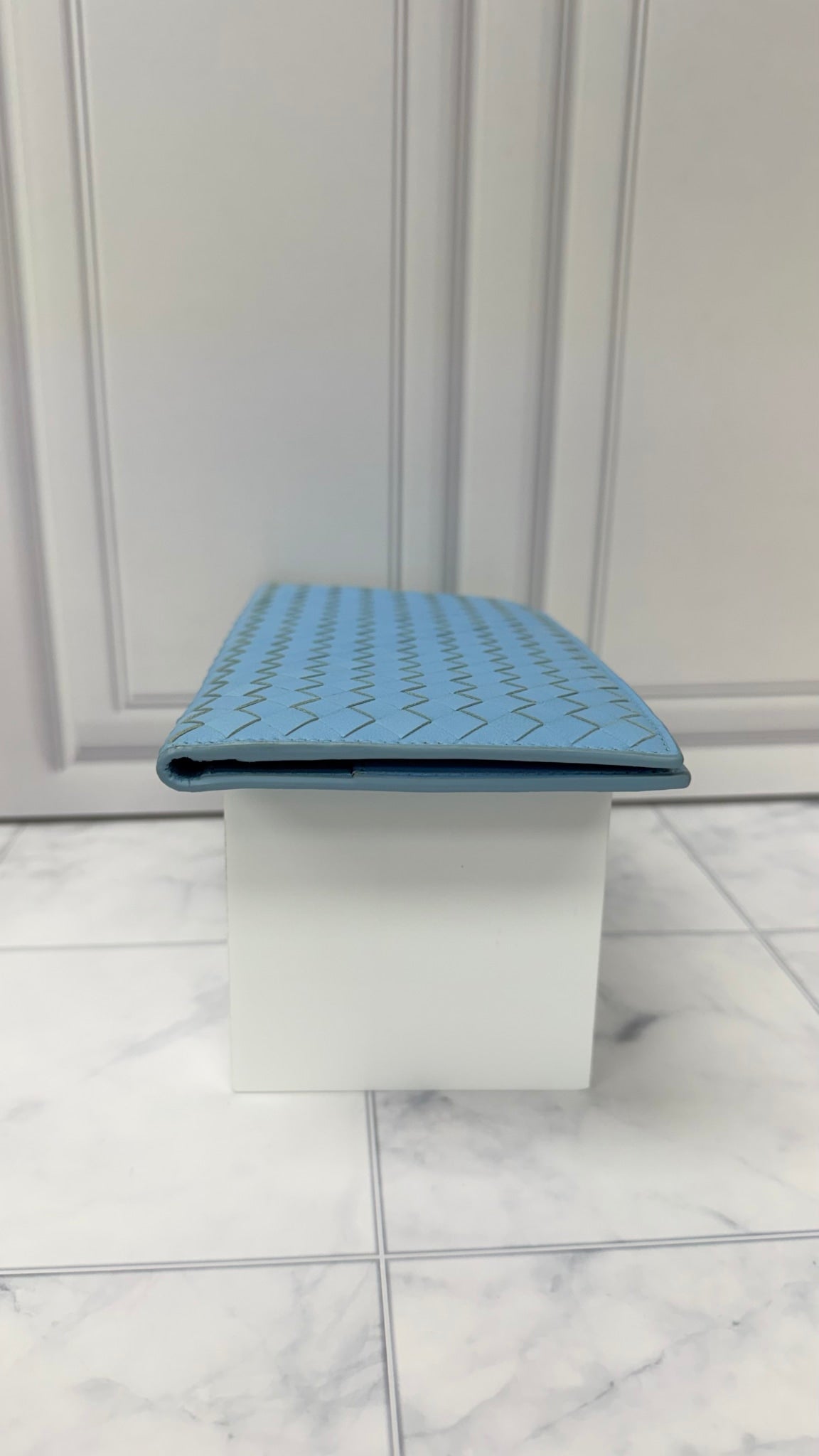 Bottega Veneta Blue Intrecciato Leather Continental Flap Wallet