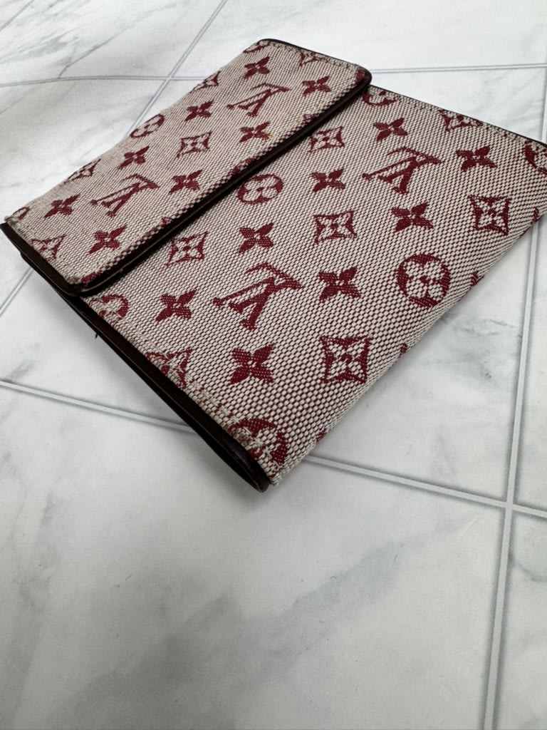 Louis Vuitton Red Monogram Canvas Mini Lin Compact Wallet