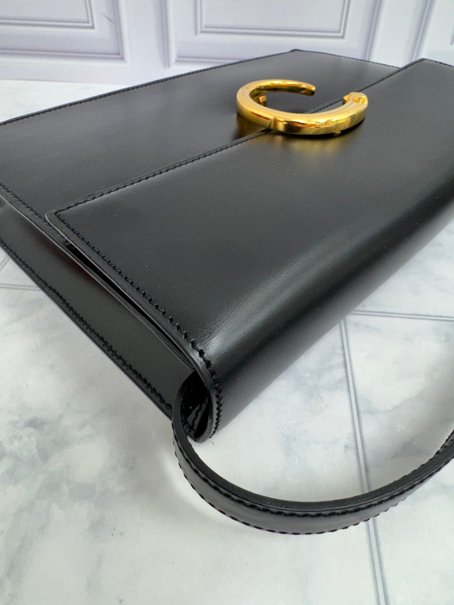 Cartier Black Leather Panthere Double De Cartier Small Top Handle Bag
