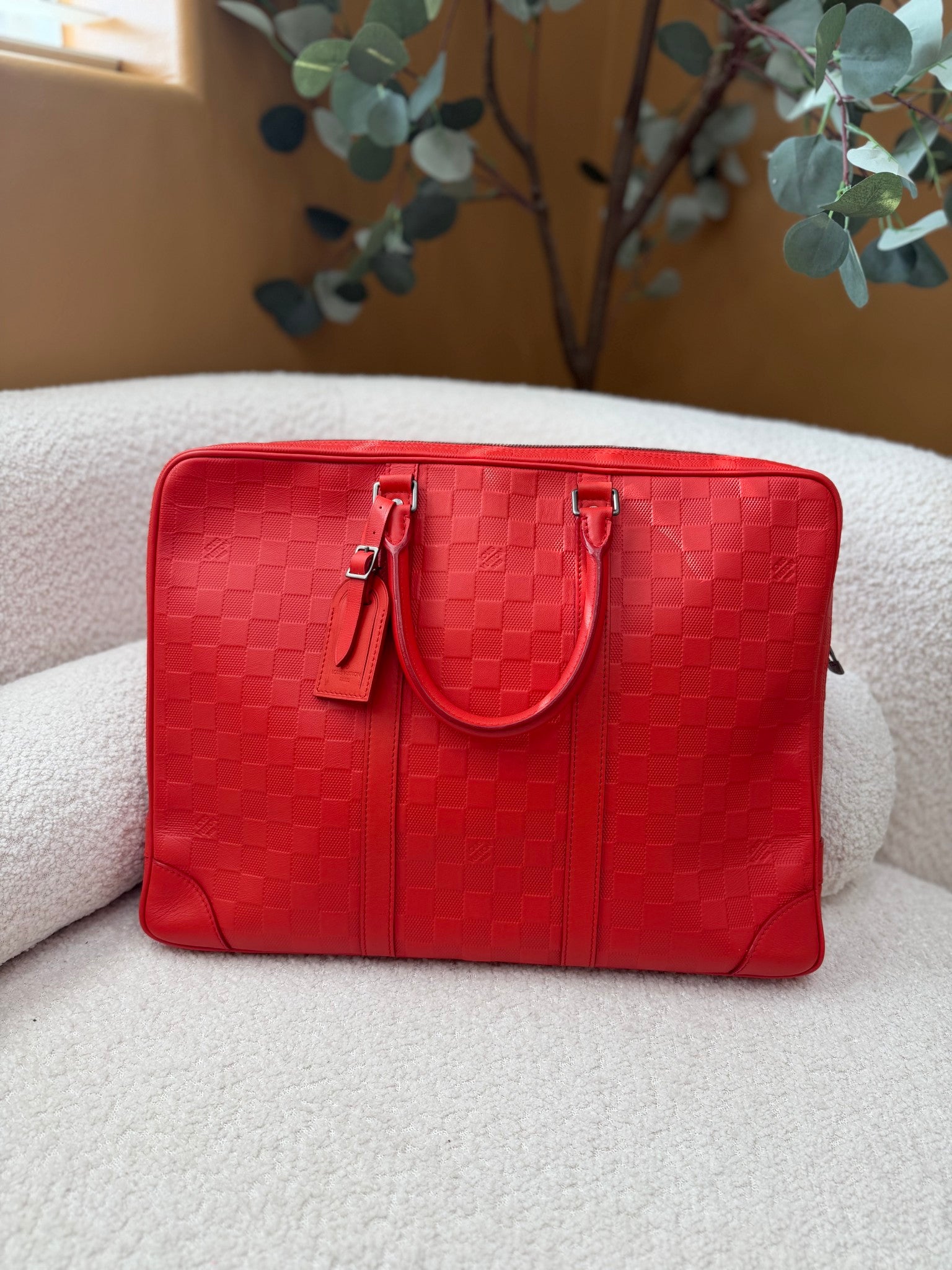 Louis Vuitton Red Infini Porte Documents Voyage Bag