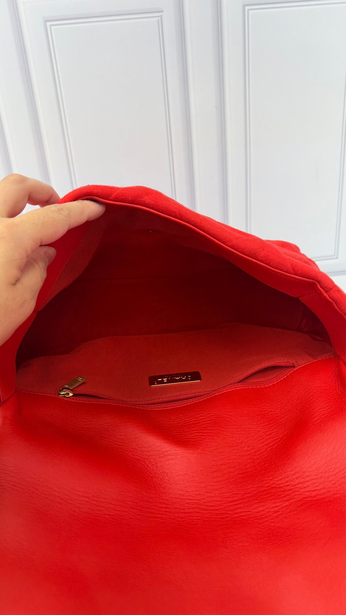 Chanel Red Quilted Jersey Chanel 19 Large Flap Bag 