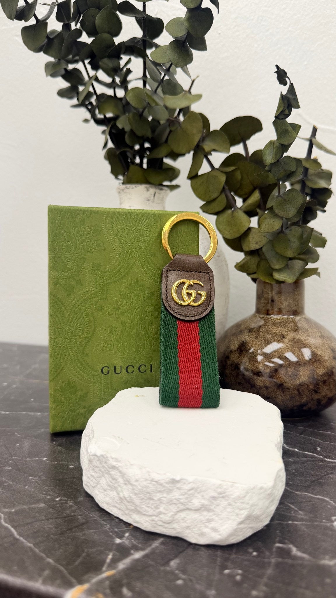 Gucci Green And Red Canvas Ophidia Key Charm 