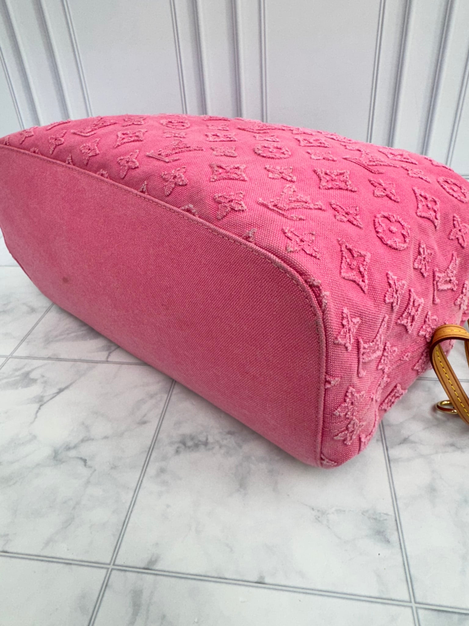 Louis Vuitton Pink Monogram Denim Stone Neverfull MM