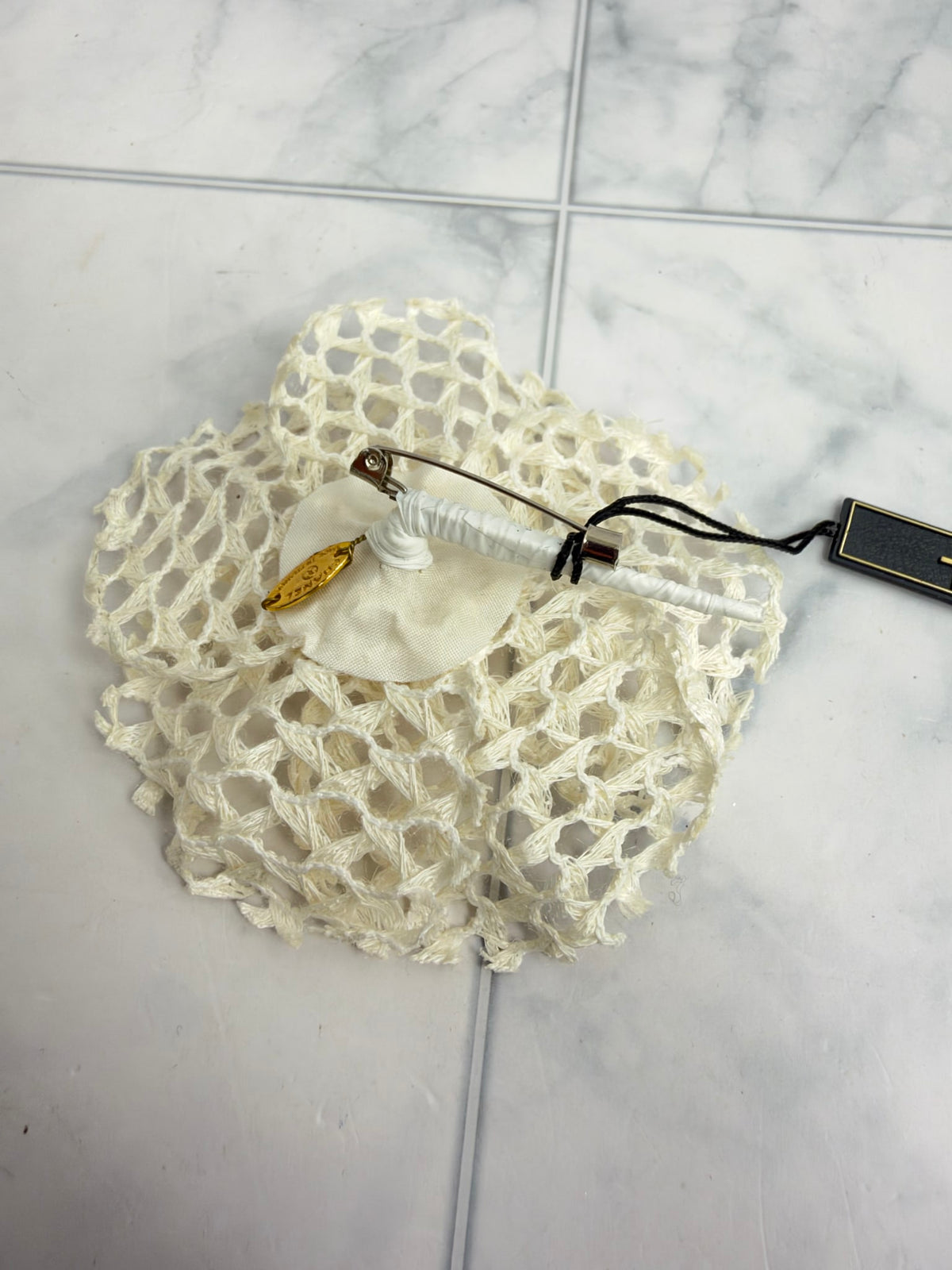Chanel Ivory Mesh Camellia Flower Pin Brooch