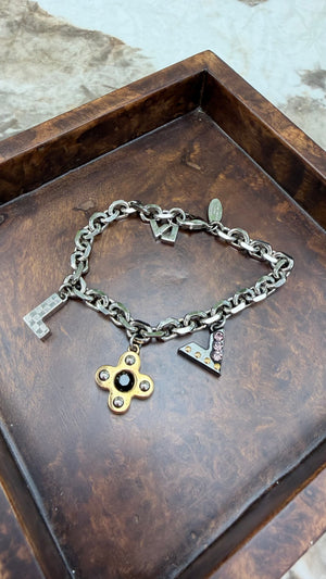 Louis Vuitton Love Letter Timeless Silver Tone Charm Bracelet