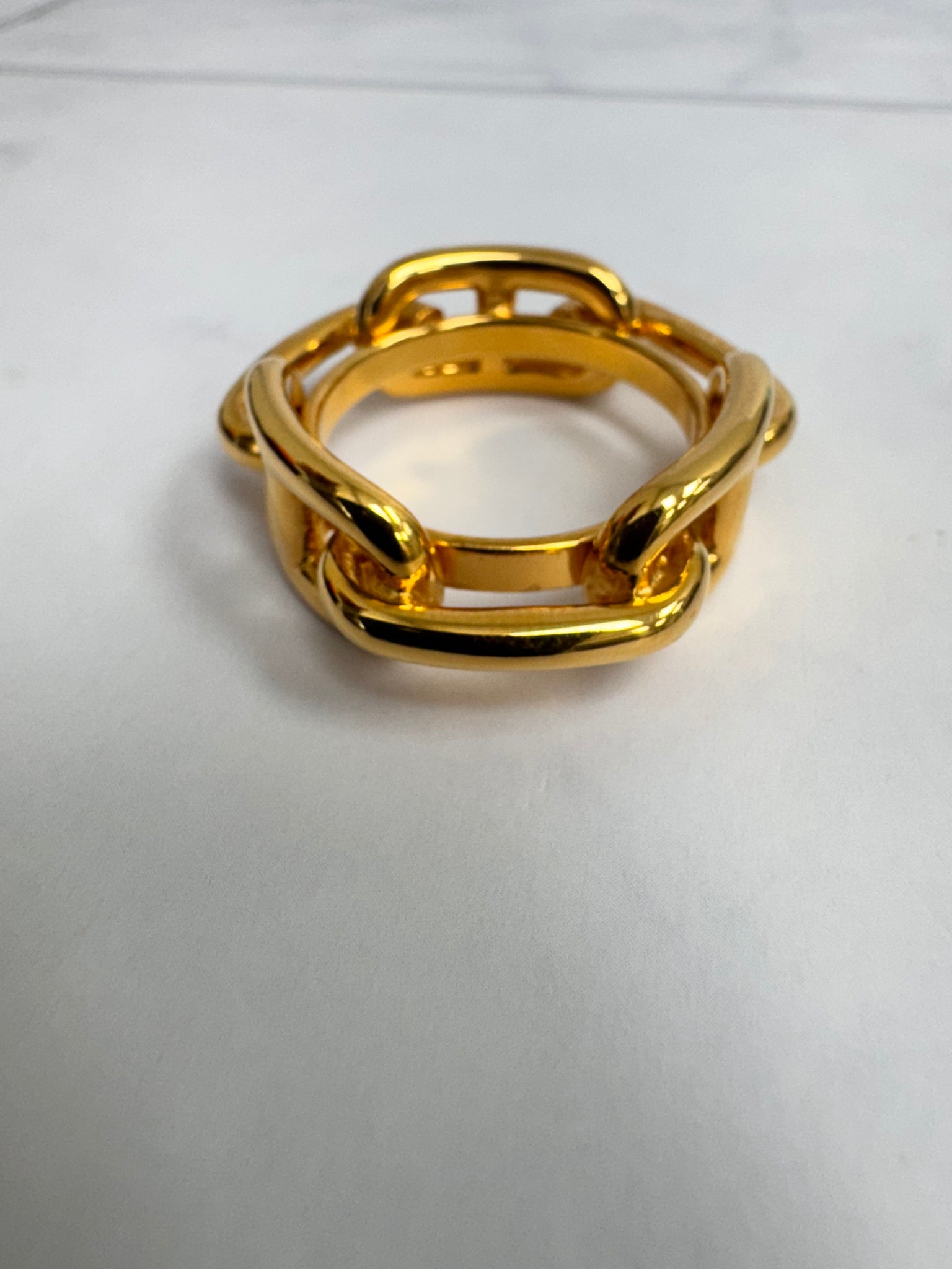 LIKE NEW - Hermès Gold Plated Chaine D'Ancre Scarf Ring