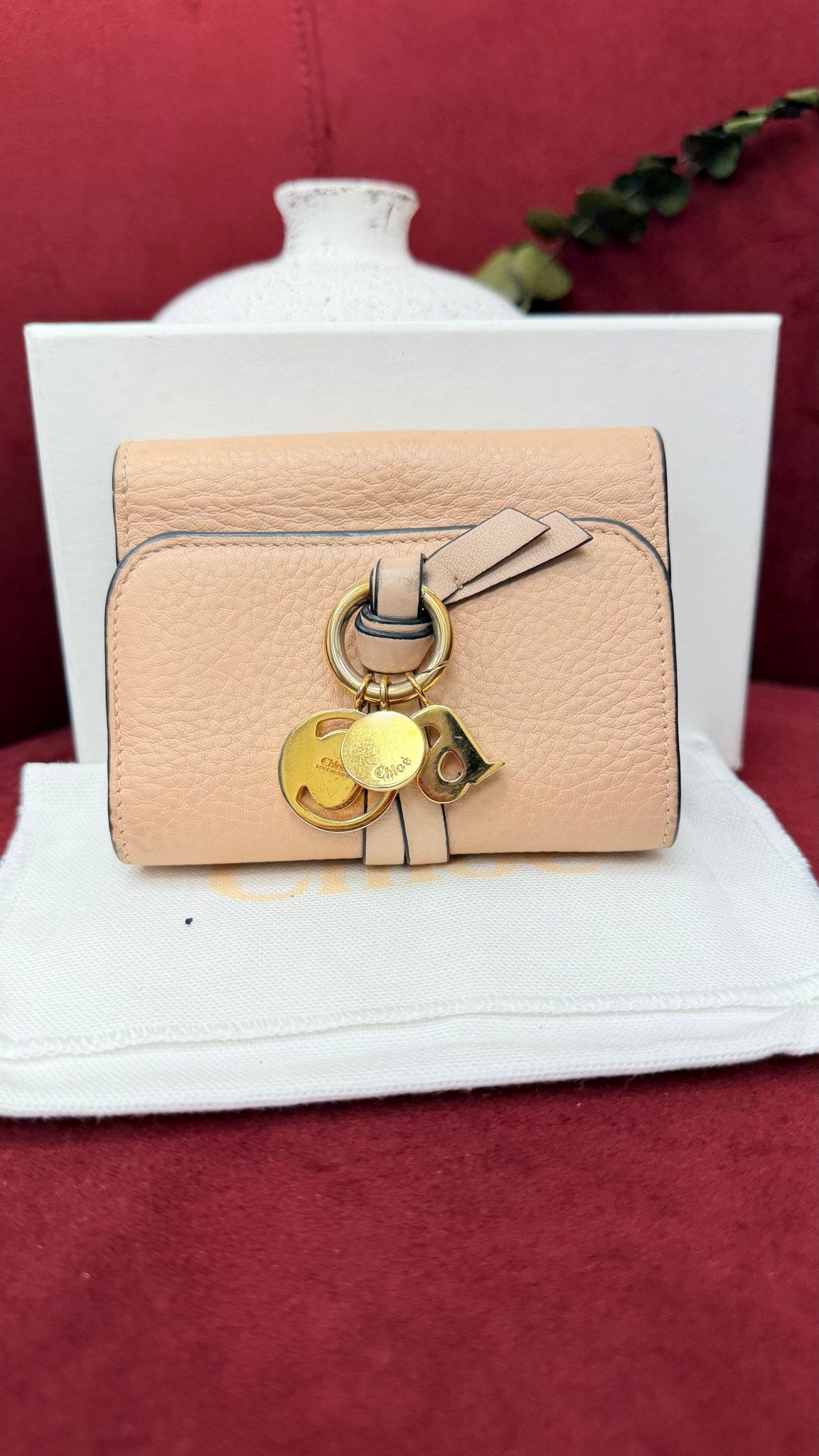 Chloe Pink Leather Alphabet Compact Wallet