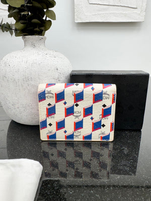 MCM White Visetos Leather Diamond Spectrum Bifold Wallet
