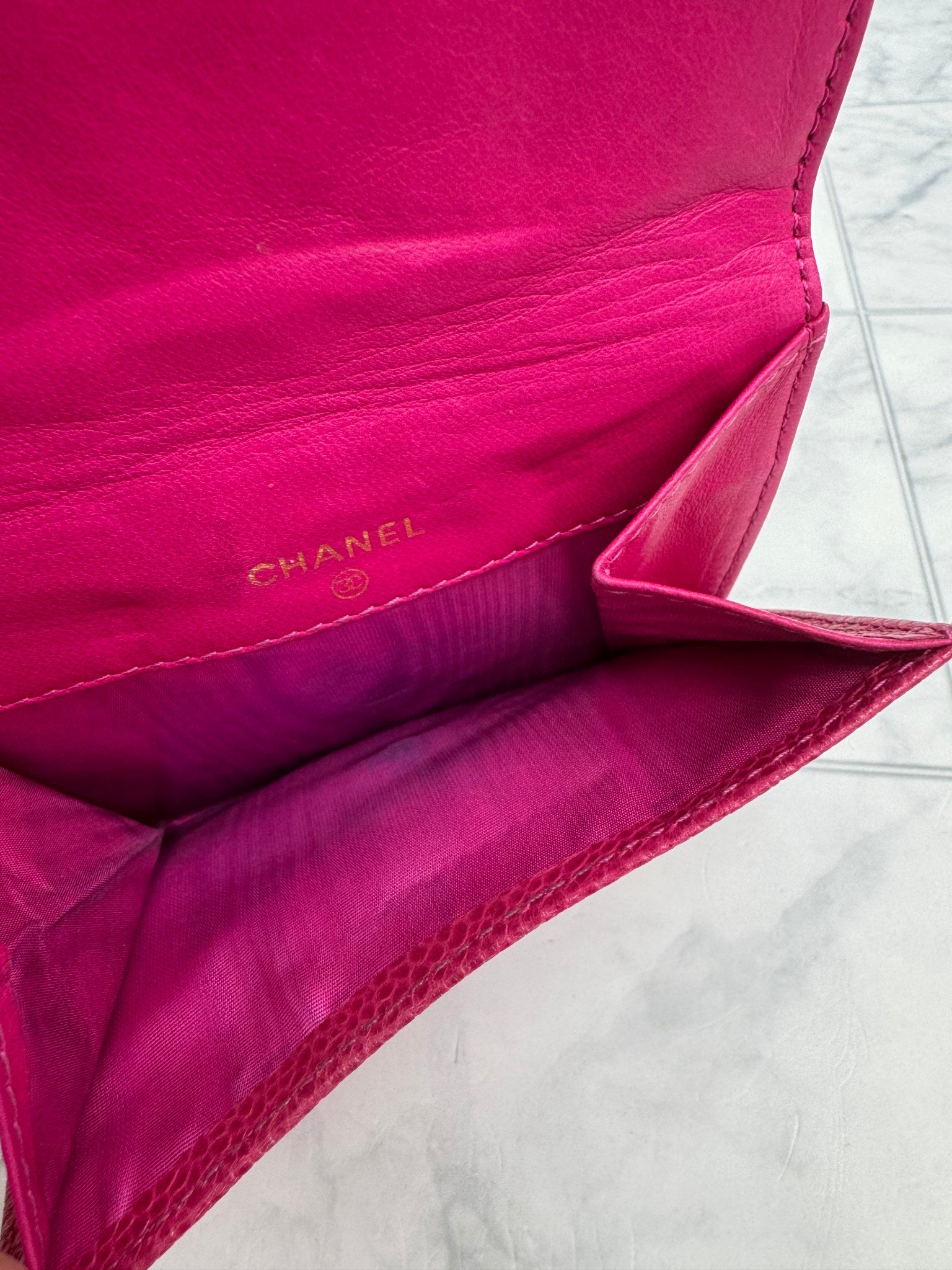 Chanel Pink Caviar Leather Timeless CC Compact Wallet